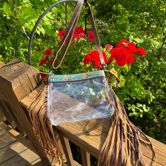 Myra Bag Bags Myra Western Fringe Clear Crossbody Stadium Bag